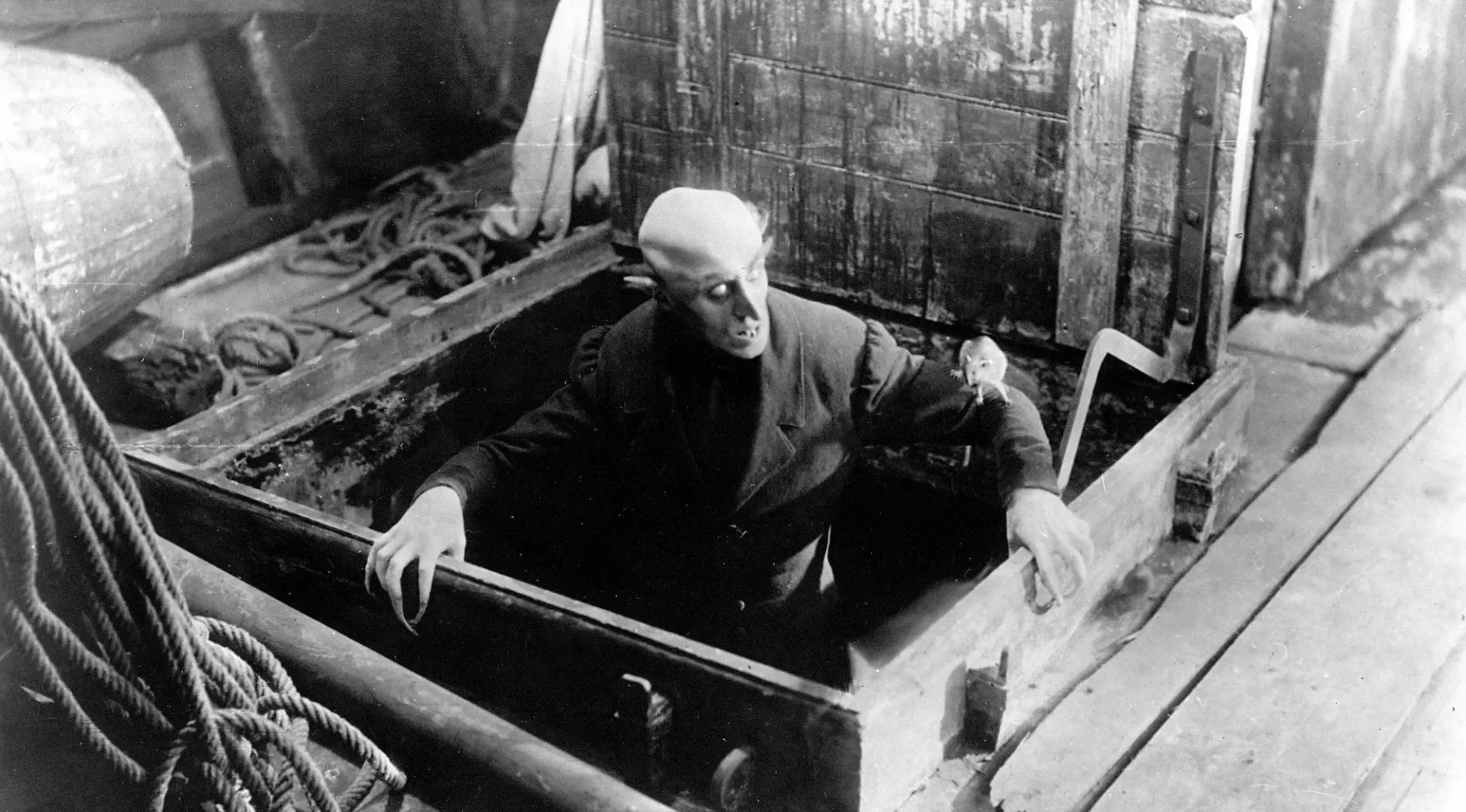 Uncovering the Terrifying Legacy of "Nosferatu" in Eggers' New Film 1 Nosferatu 1922 Count Orlok emerging from ship